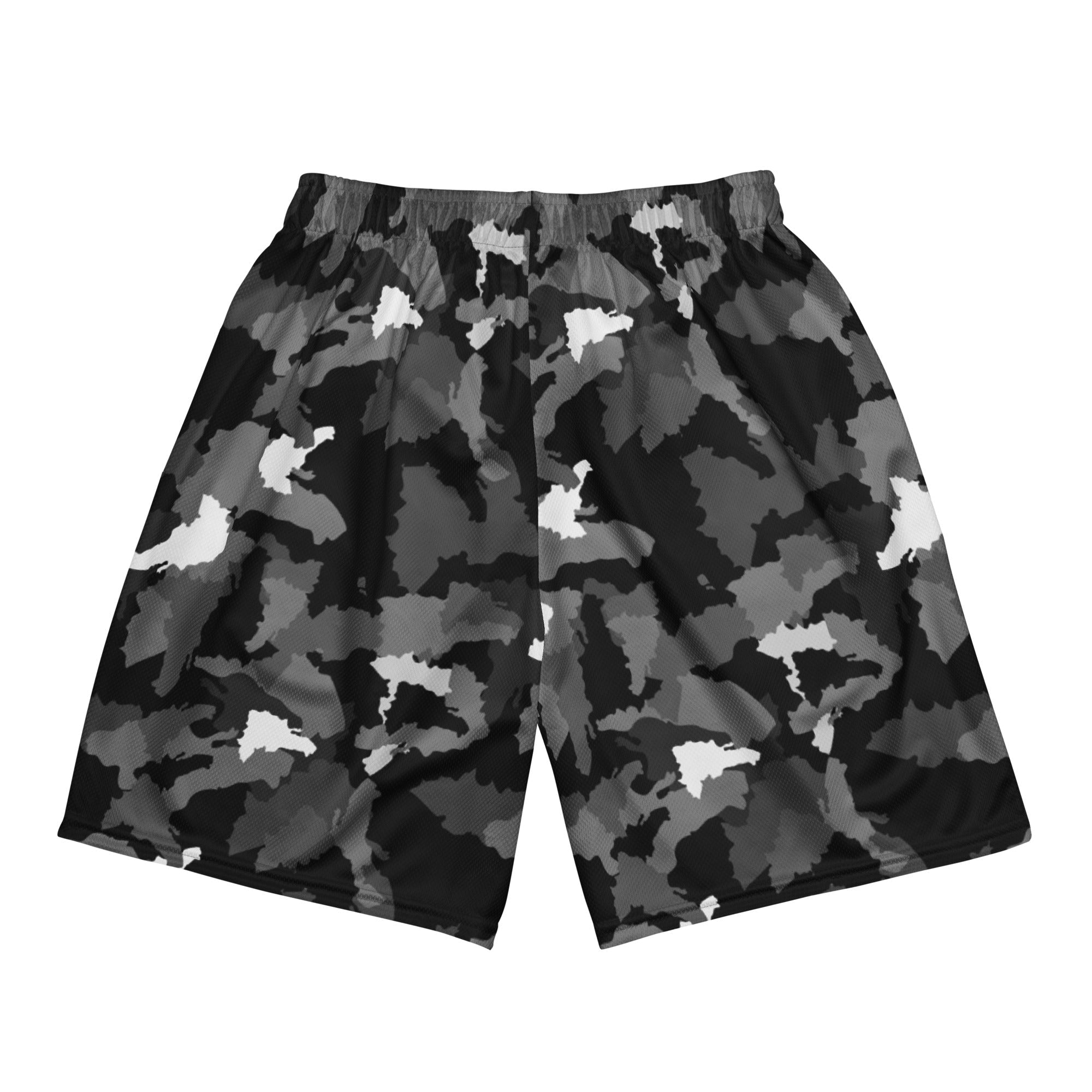 Official Dominican Camo Print — Black — mesh shorts